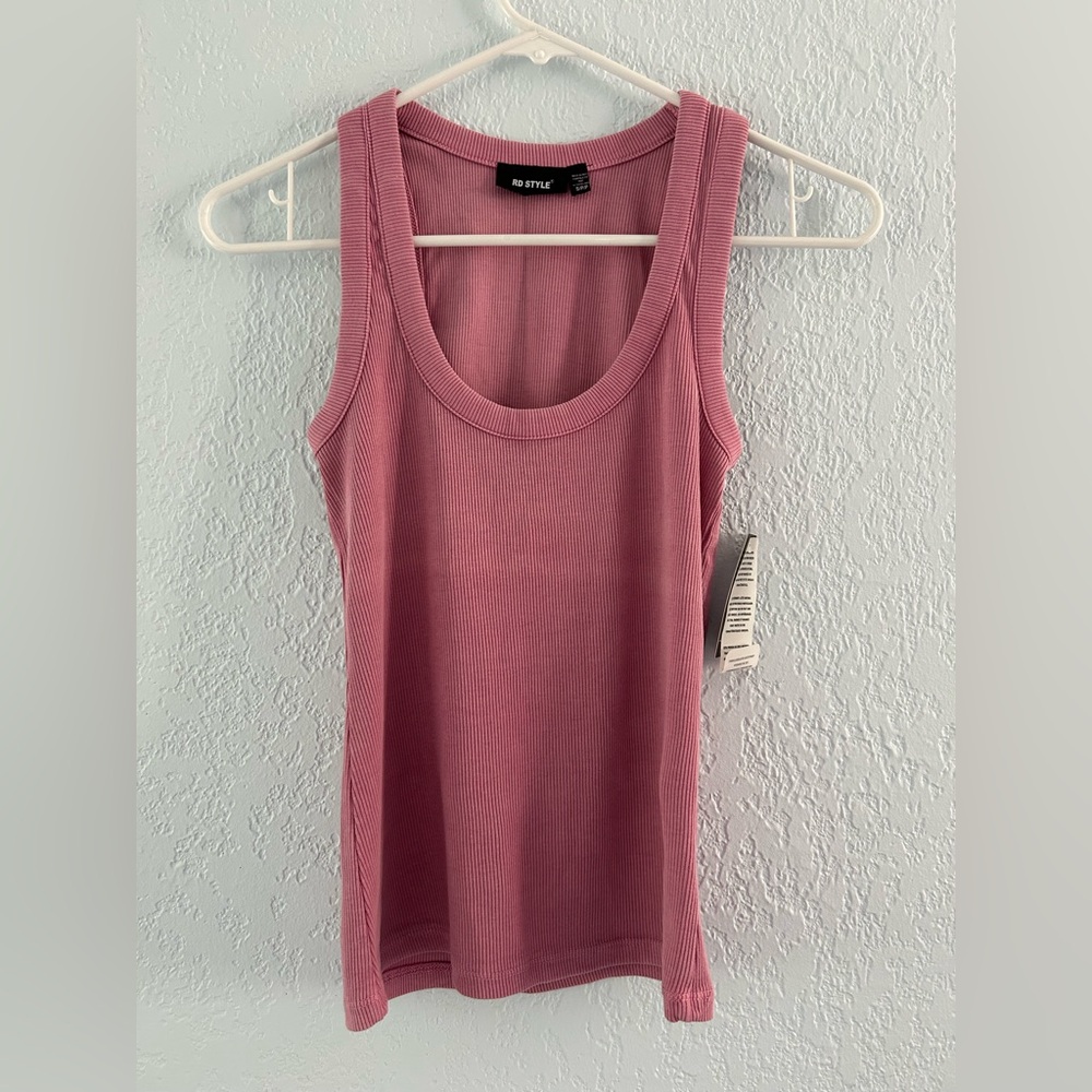 NWT RD Style Dusty Pink Cotton Ribbed Tank Top - flaw
